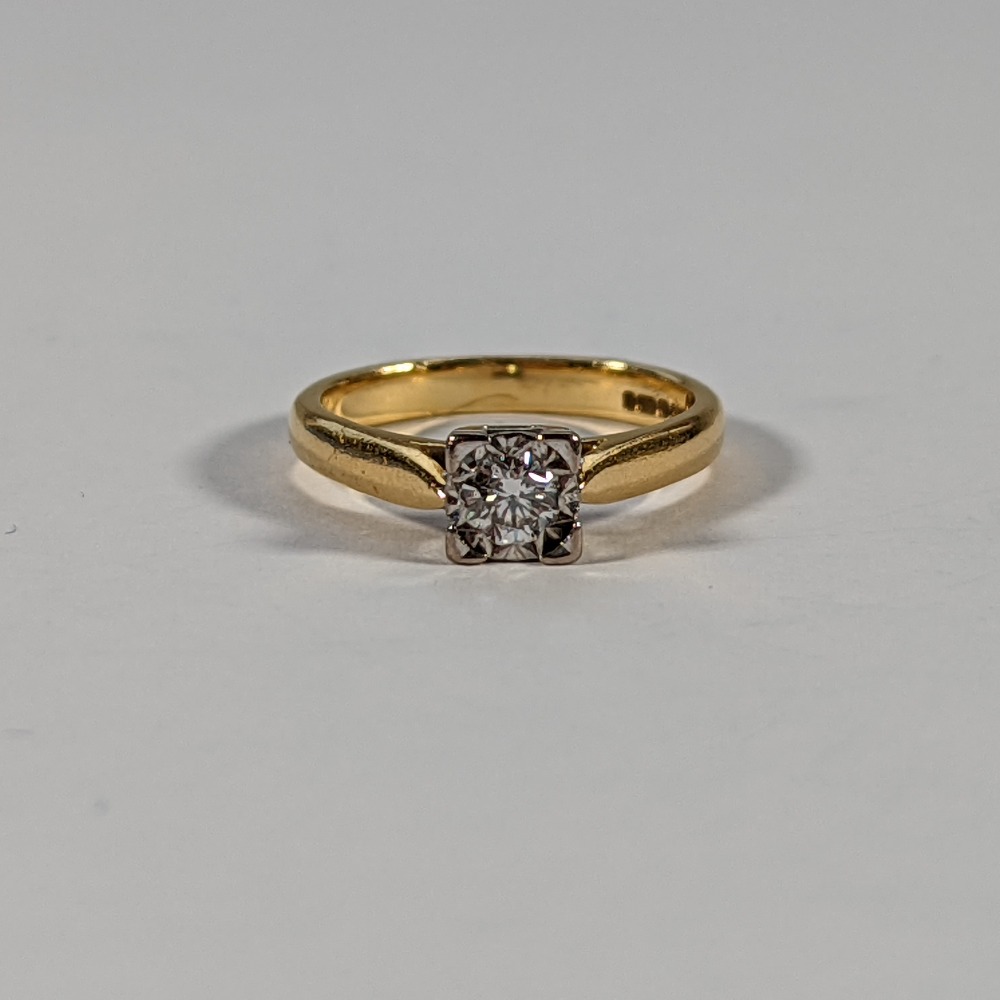 Product photo for 18ct Yellow Gold 0.25ct Diamond Engagement Ring Size H
