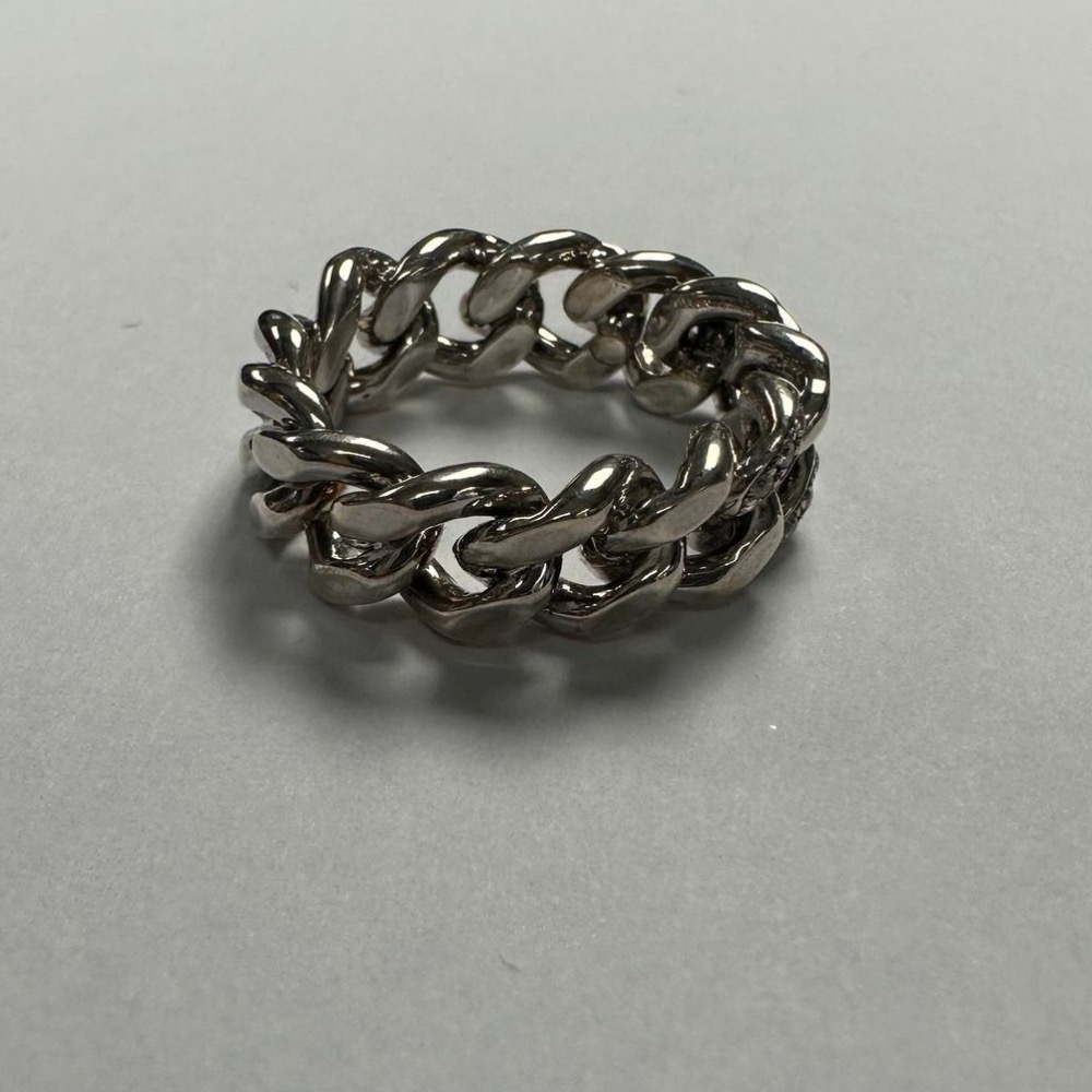 Product photo for Brand New - Silver Curb Band Ring With CZ on 3 Links