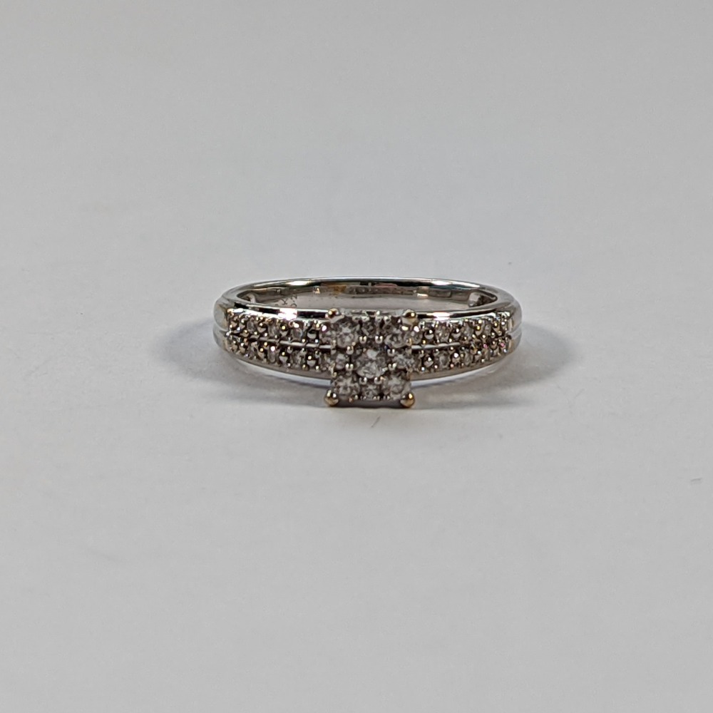 Product photo for 9ct White Gold 0.25ct of Diamonds Square Cluster Engagement Ring Size L