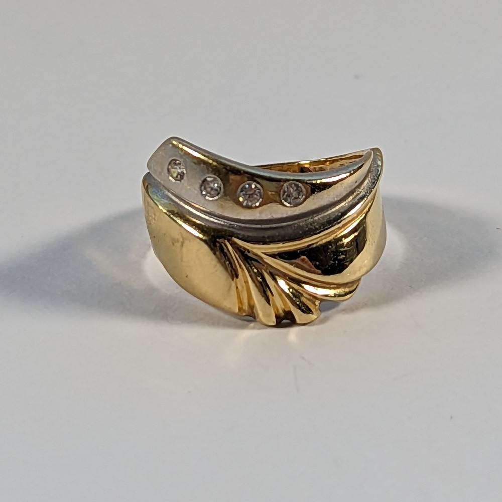 Product photo for 14ct Yellow Gold & Fading White *CZ* Dress Ring Size L