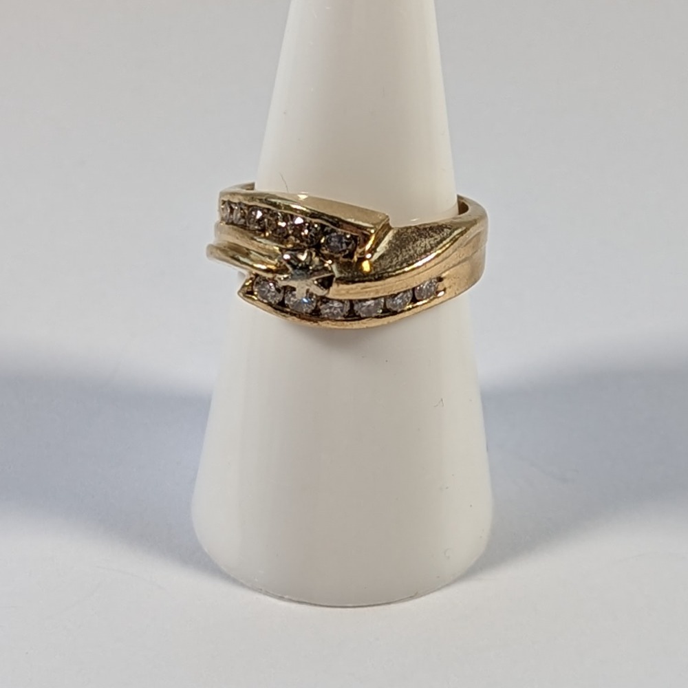 Product photo for 14ct Gold Diamond & Star Dress Ring Size M1/2