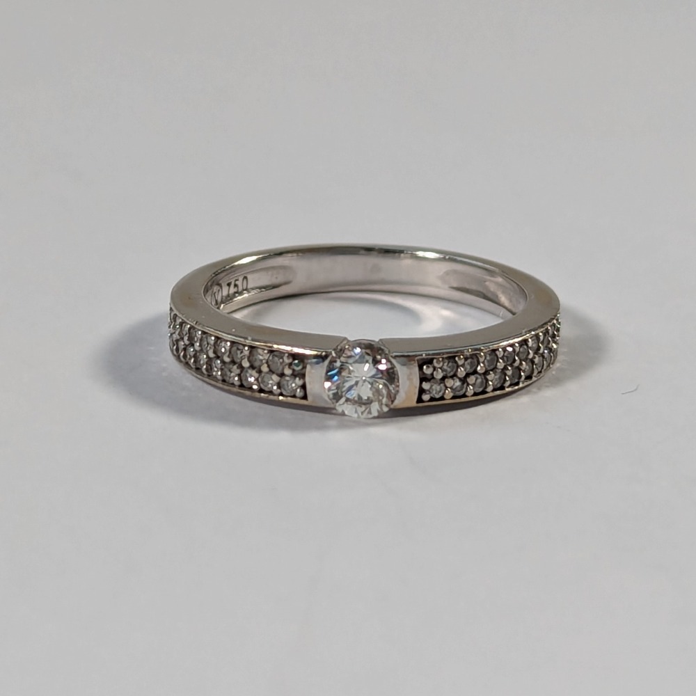 Product photo for 18ct White Gold Diamond Tension Set Engagement Style Ring Size K