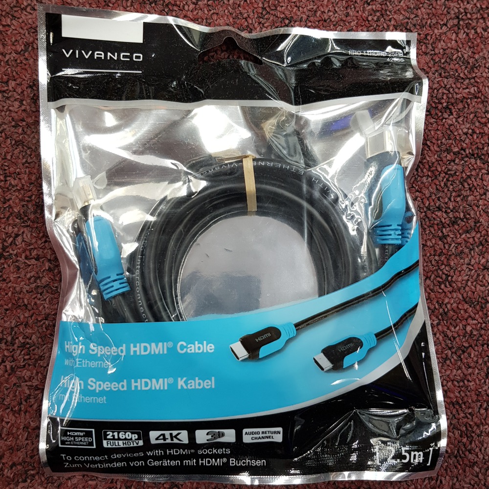 Product photo for Vivanco HDMI CABLE HIGH SPEED 2.5M