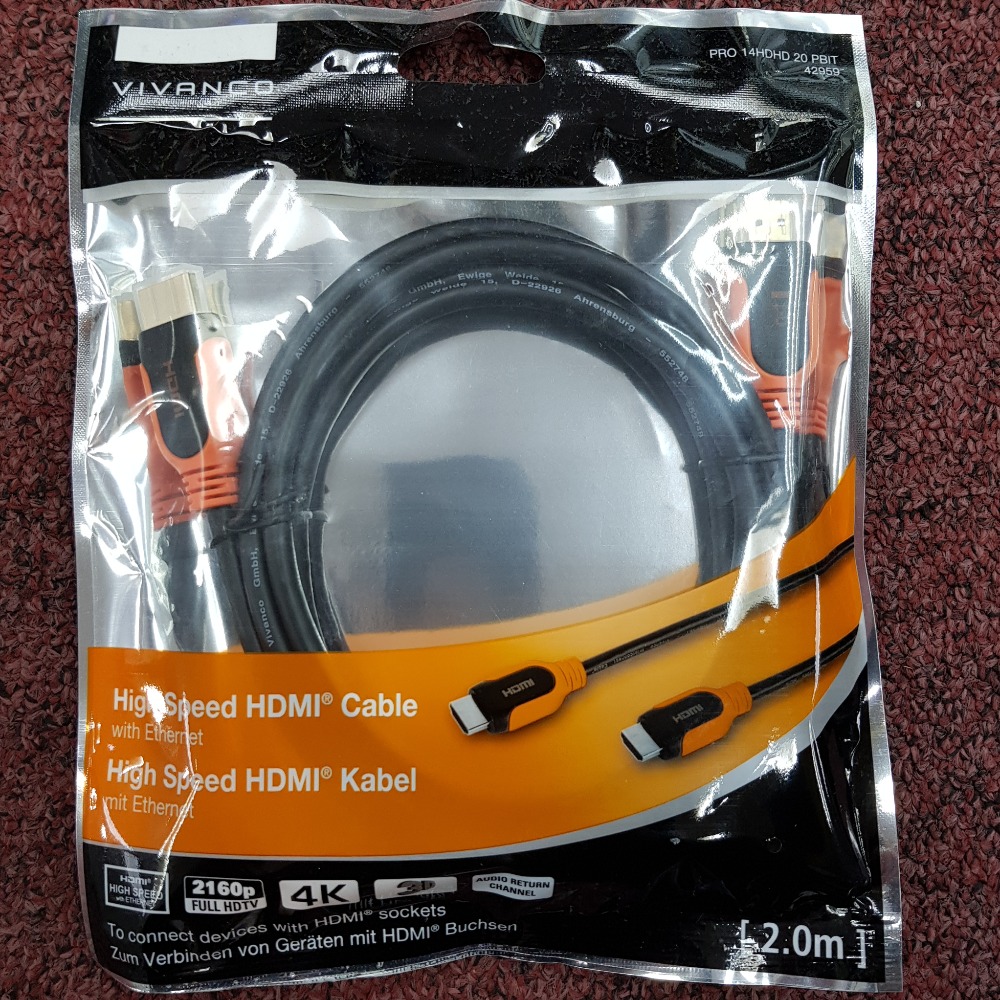 Product photo for Vivanco High Speed HDMI Cable with Ethernet 2.0m