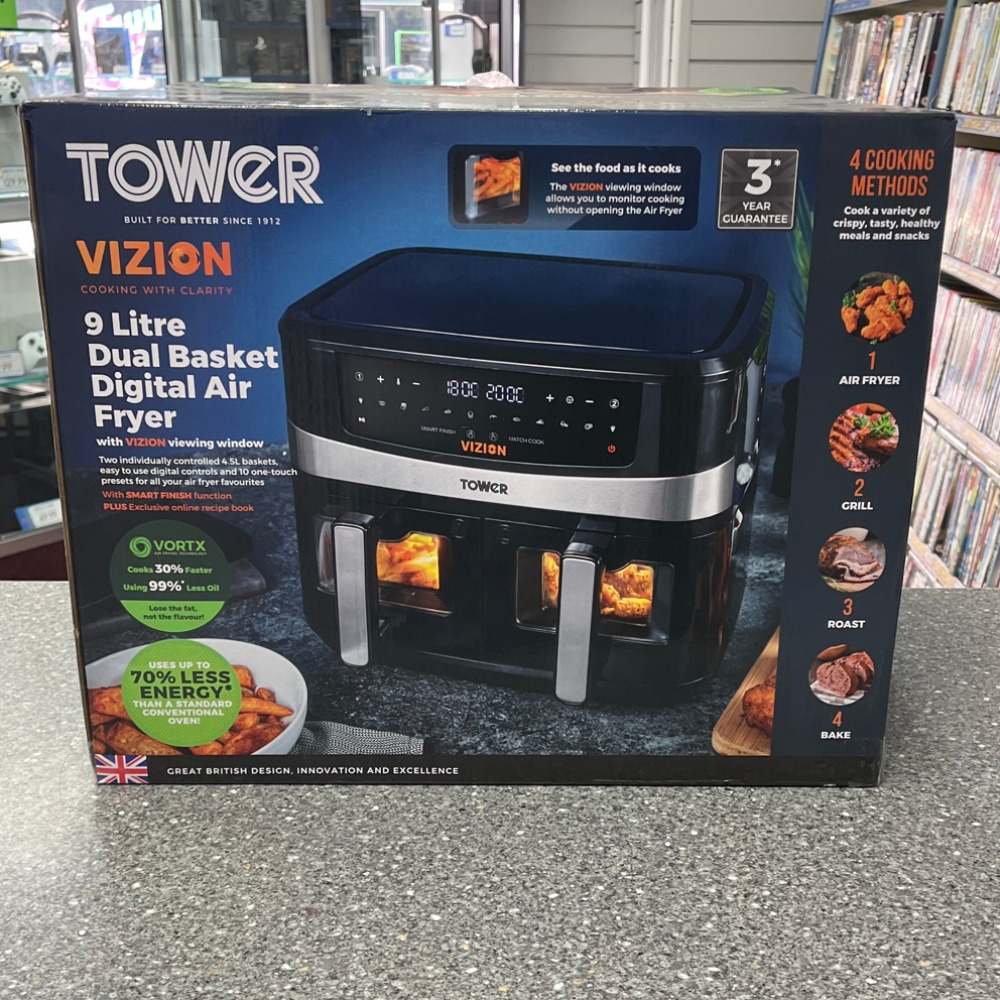 Product photo for TOWER Vortx Vizion 9L Dual Basket Air Fryer