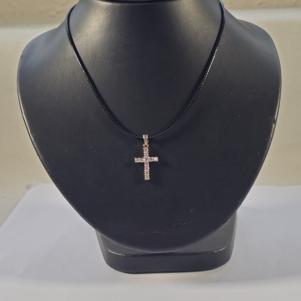 Product photo for 18ct White Gold Diamond Cross Pendant