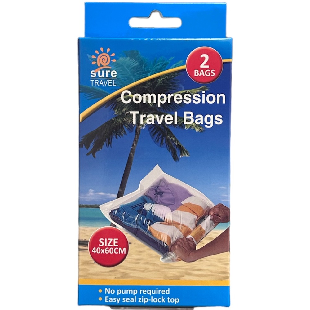 Product photo for Sure Travel: Compression Travel Bags (40cm x 60cm, 2 Pack)