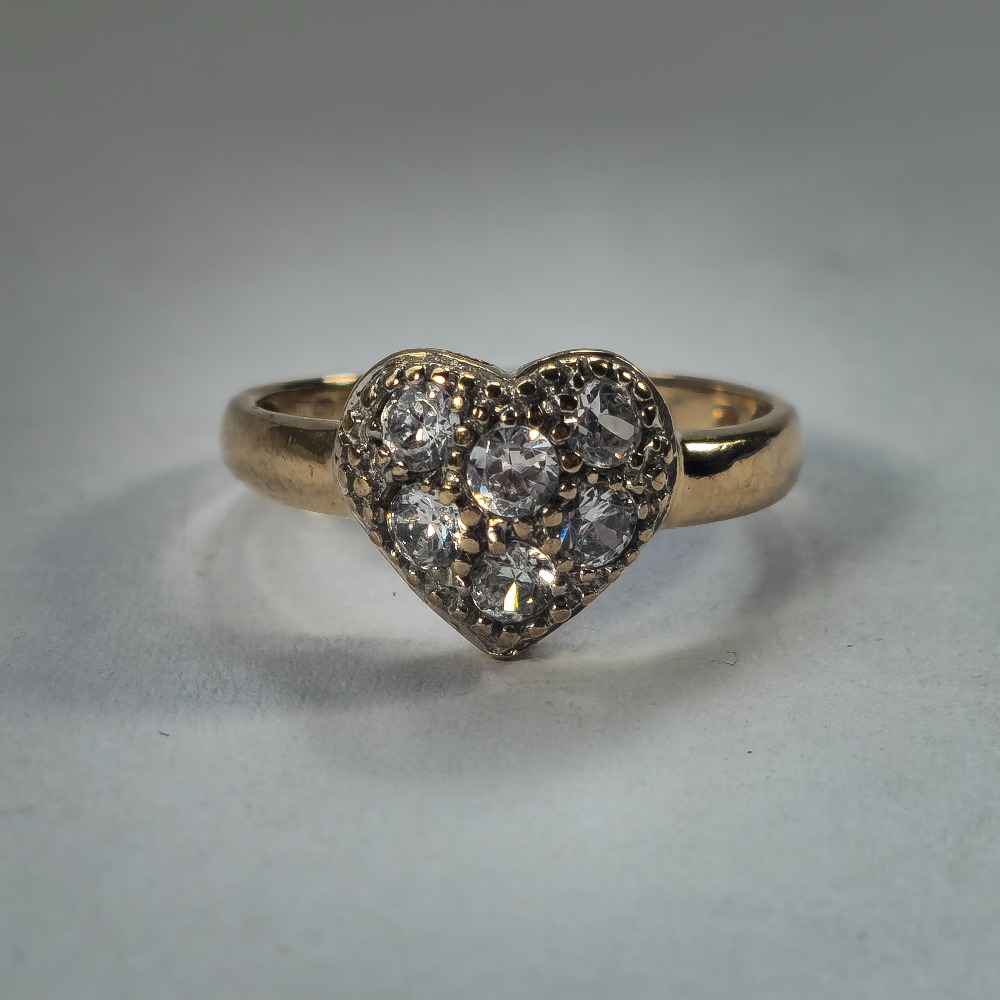 Product photo for 9ct Gold *CZ* Heart Ring Size L