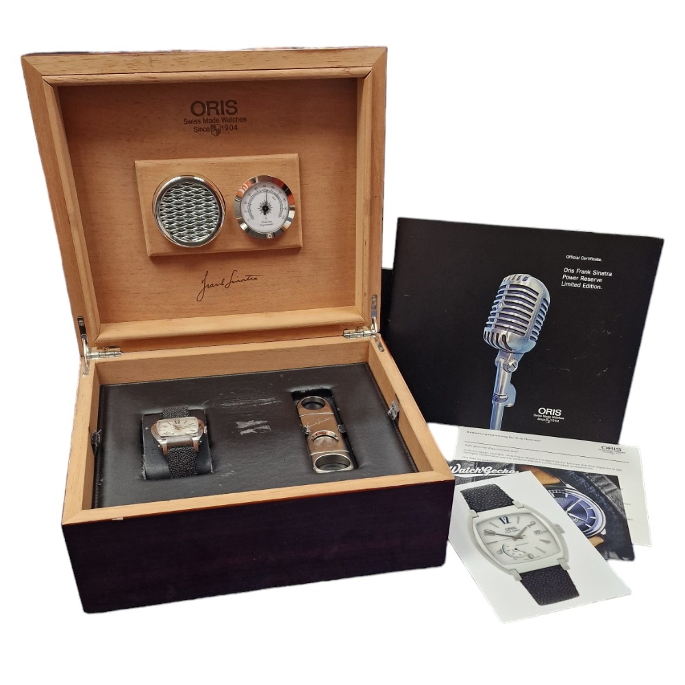 Product photo for Oris Power Gauge Frank Sinatra Limited Ed. (1658/2090) w/ Humidor & Cutter