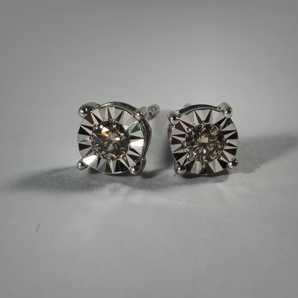 Product photo for 9ct White Gold illusion Diamond Stud Earrings