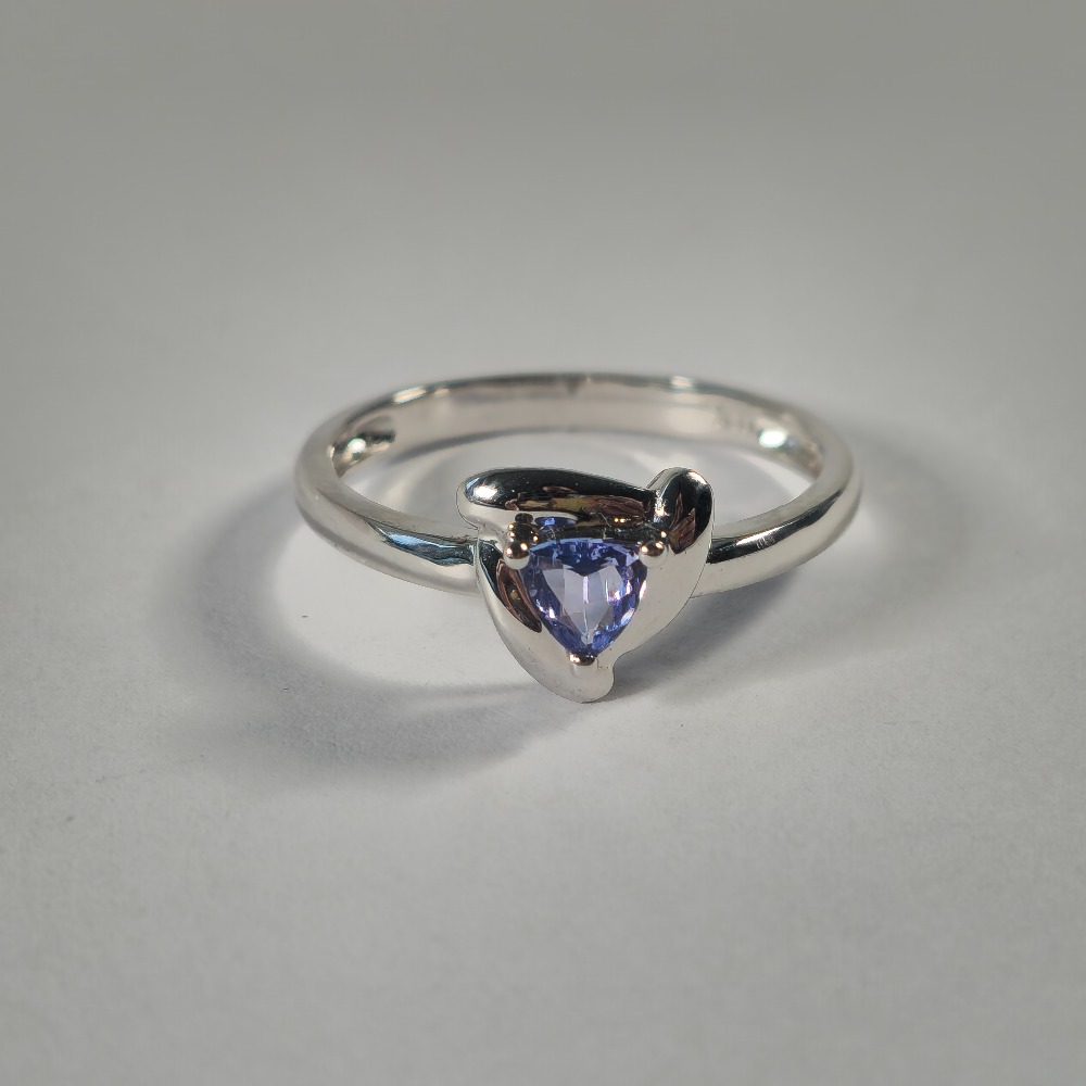 Product photo for 14ct White Gold Triangle Tanzanite Engagement Style Ring Size M1/2