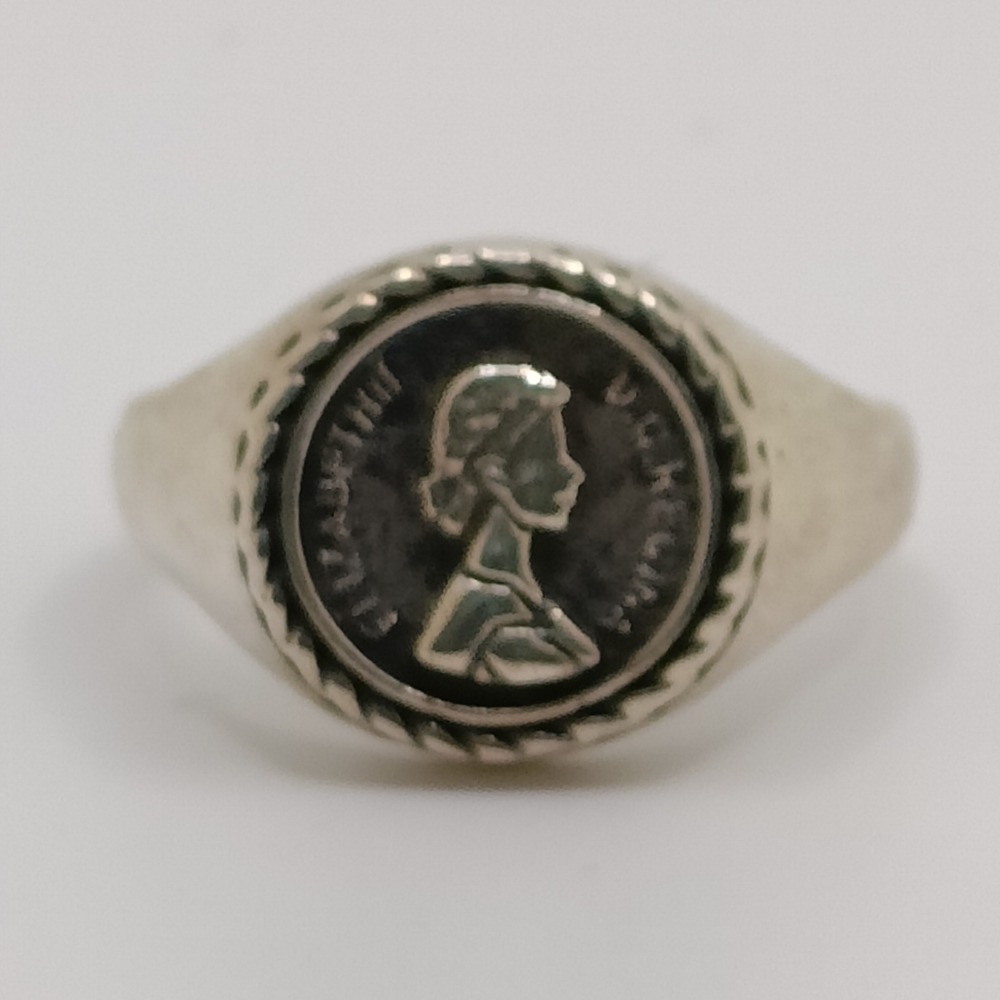 Product photo for Brand New 6.35g 925 Silver Lady Coin Ring