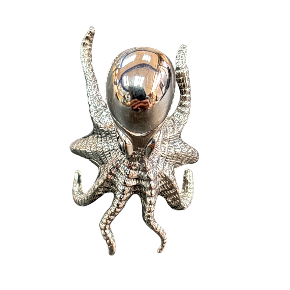 Product photo for Brand New 13.66g 925 Silver Giant Octopus Statement Ring