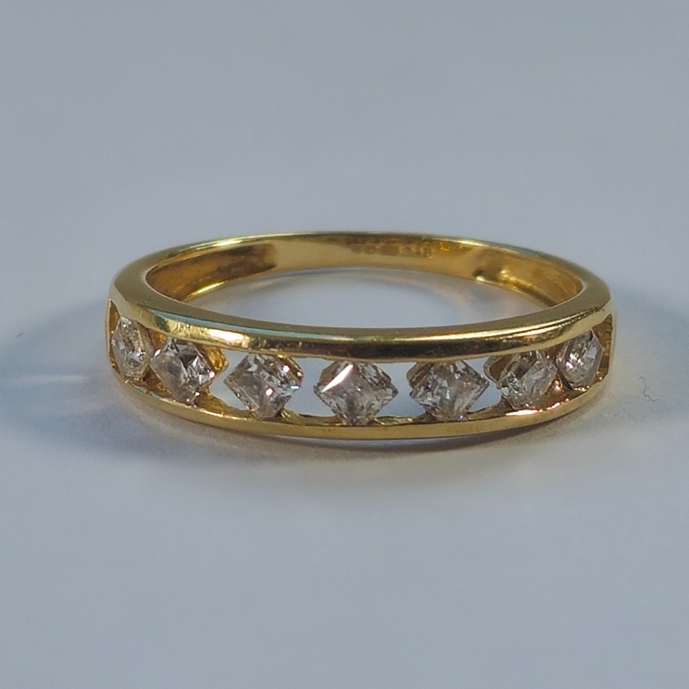 Product photo for 14ct Gold Square Cut *CZ* Openwork Half Band Dress Ring Size O