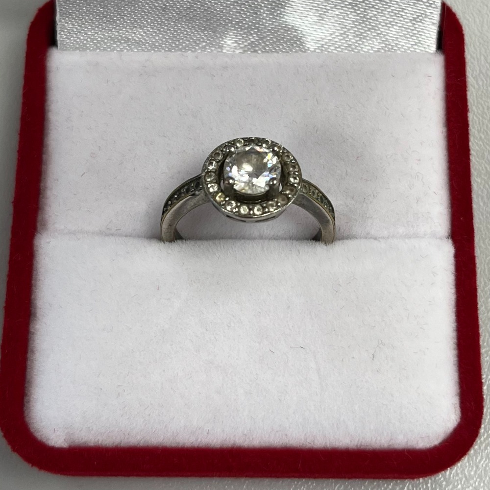 Product photo for Silver Ring Clear Stone