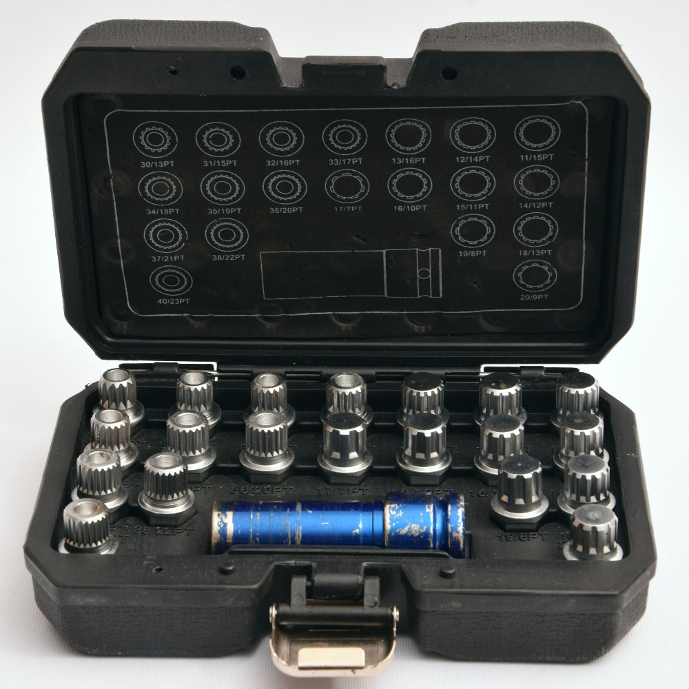 Product photo for Sealey SX209.V2 21pc Locking Wheel Nut Key Set with Hard Case - BMW & Mini (U)