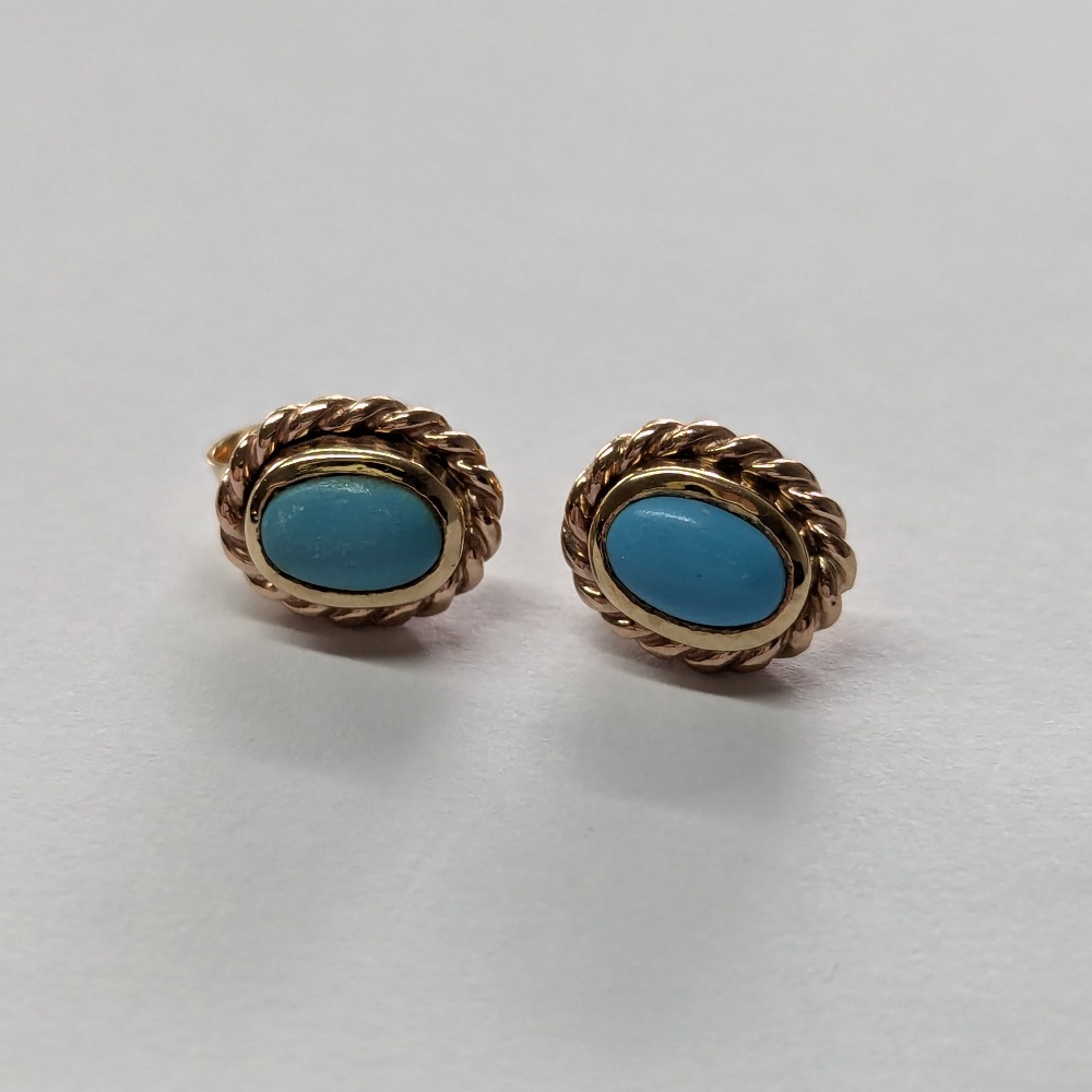Product photo for 9ct CYMRU Welsh Gold CYM Turquoise Stud Earrings