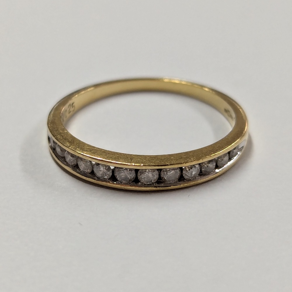 Product photo for 18ct Gold 0.25ct 12 Diamonds Half Band Ring Size K
