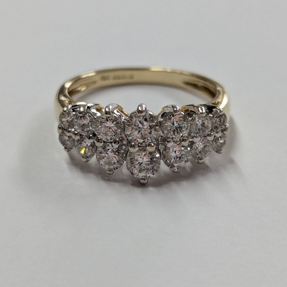 Product photo for 9ct Gold £ Rows CZ Graduation Style Pointed Ring Size K 1/2
