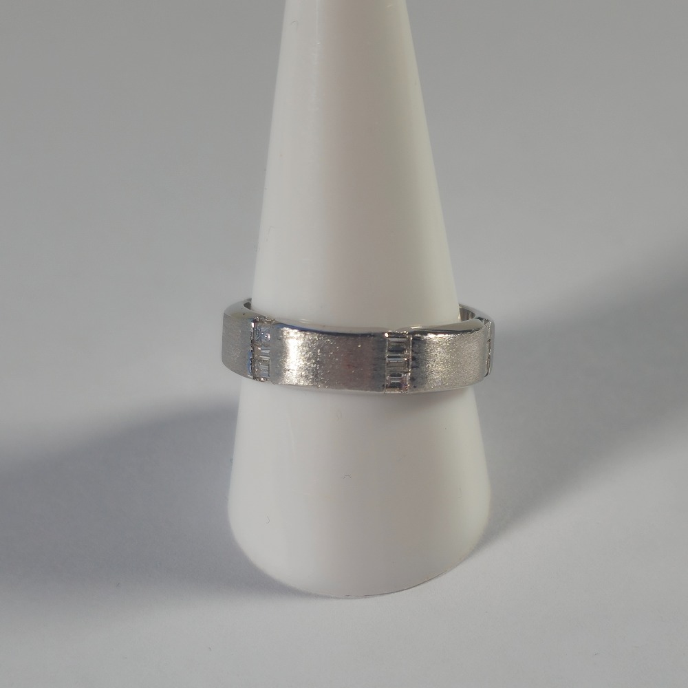 Product photo for 14ct White Gold Rectangular Shaped Diamond Full Band Ring Size T1/2