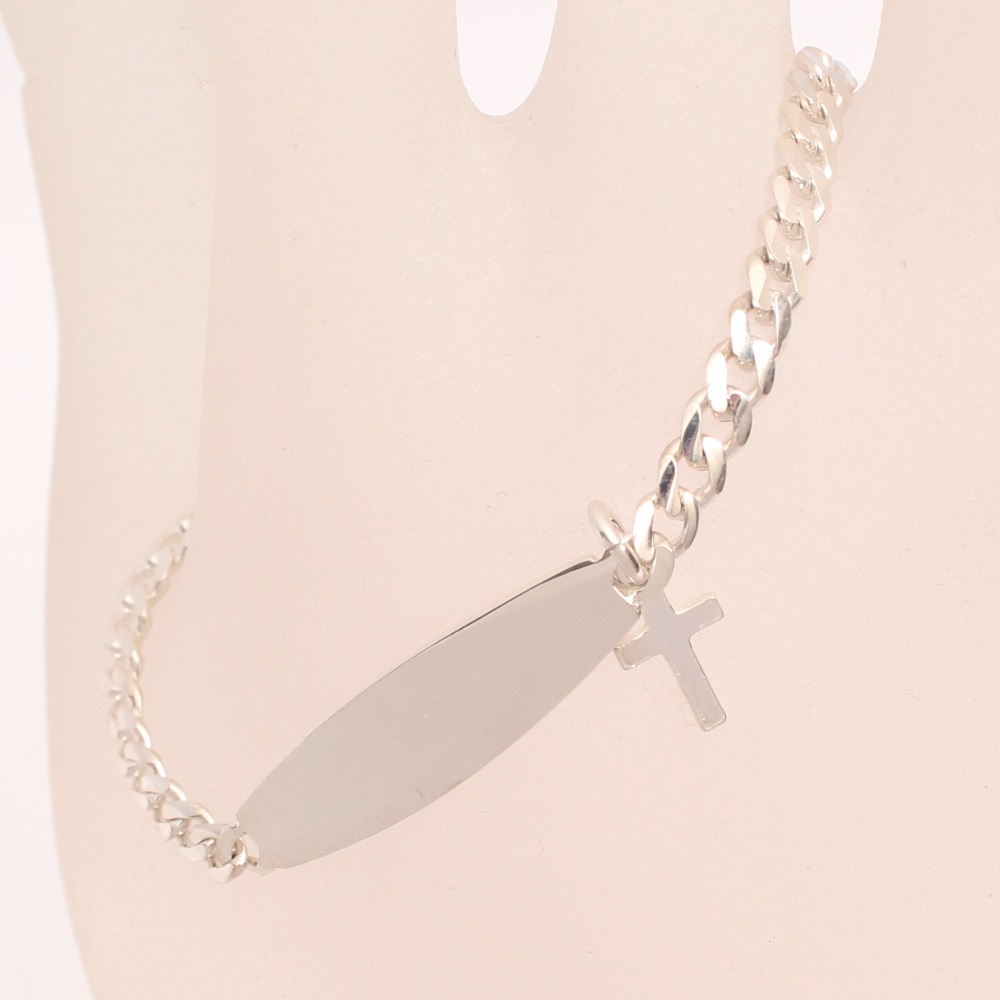 Product photo for Unbranded 925 Sterling Silver Kid's ID Bracelet with Cross Charm - 6