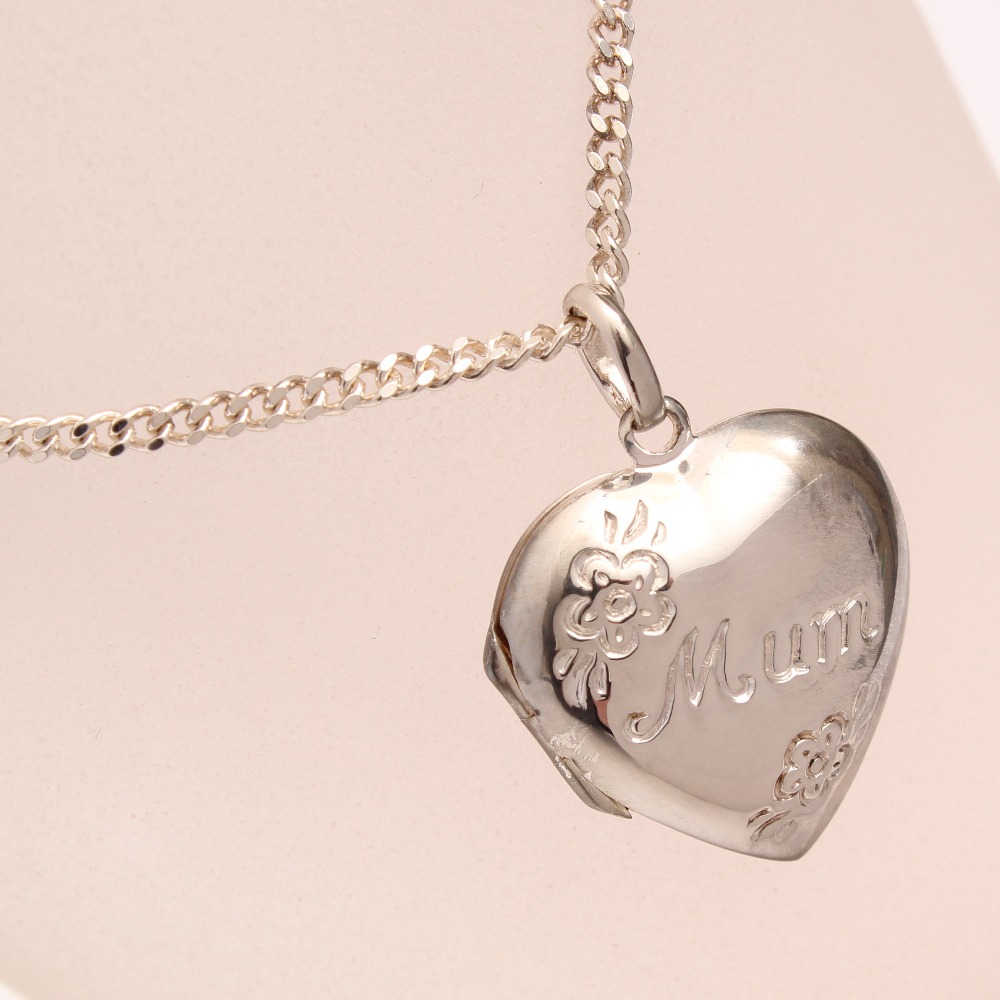 Product photo for Unbranded 925 Sterling Silver Floral Mum Photo Locket Pendant with 18