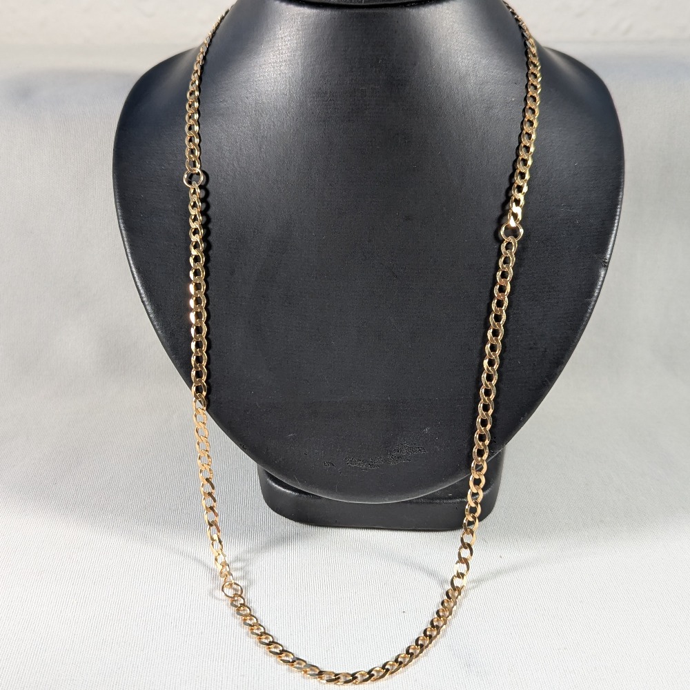 Product photo for 9ct Gold Curb Chain with 3 Adjustable Links 22.5