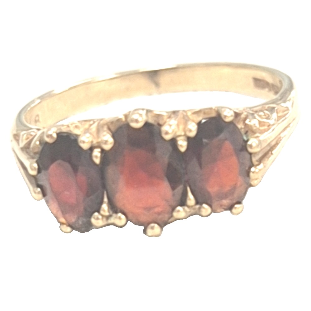 Product photo for 9 CT 3 Red Stone Ring