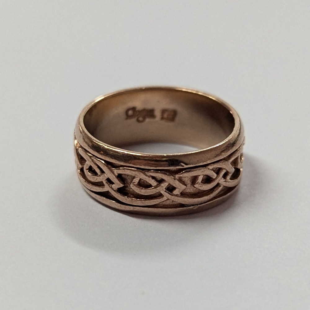 Product photo for 9ct Gold Clogau Celtic Full Band Rose Ring Size N