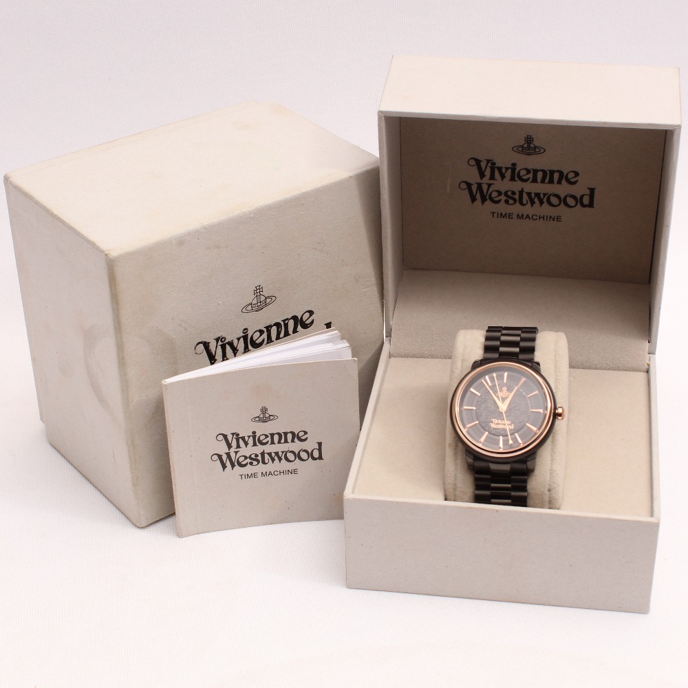 Product photo for Vivienne Westwood Vivienne Westwood Shoreditch Quartz Black & Rose Gold Tone Ladies Watch (U)