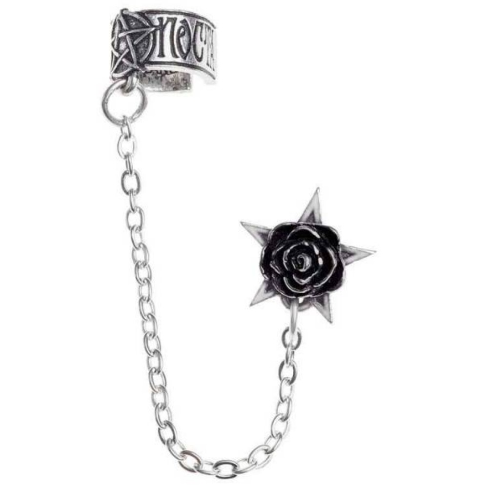 Product photo for Black Rose - Rosa Nocta Earcuff : Alchemy: Pewter Earring