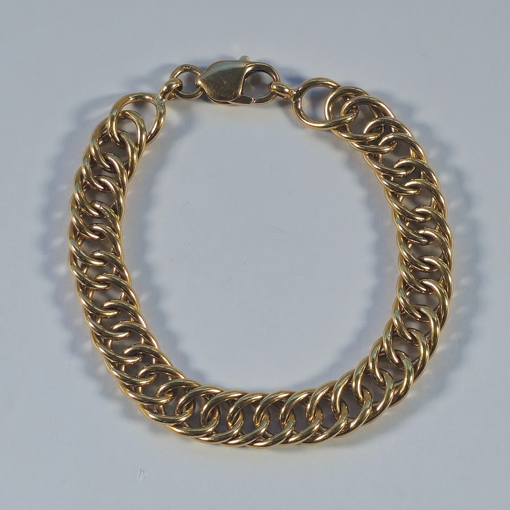 Product photo for 9ct Gold Double Oval Twisted Solid Link Curb Bracelet 8