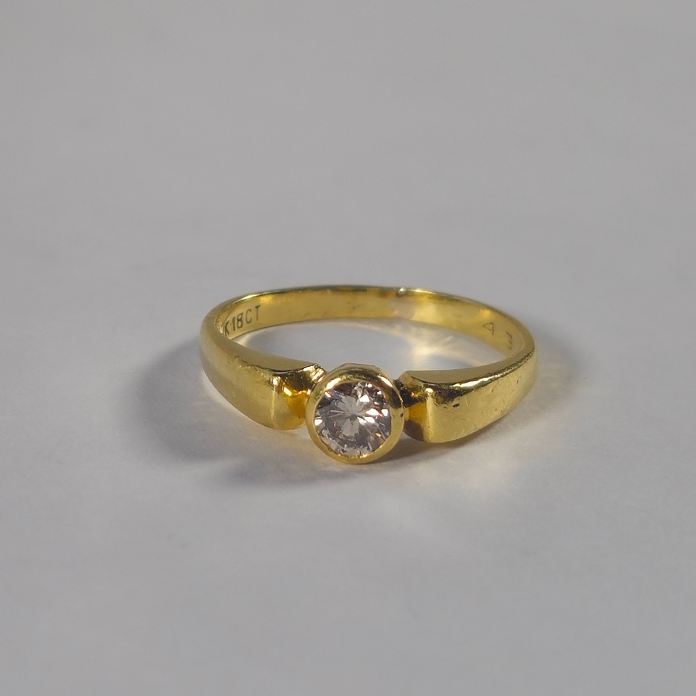 Product photo for 18ct Gold Diamond Bezel Setting Solitaire Engagement Style Ring Size I1/2