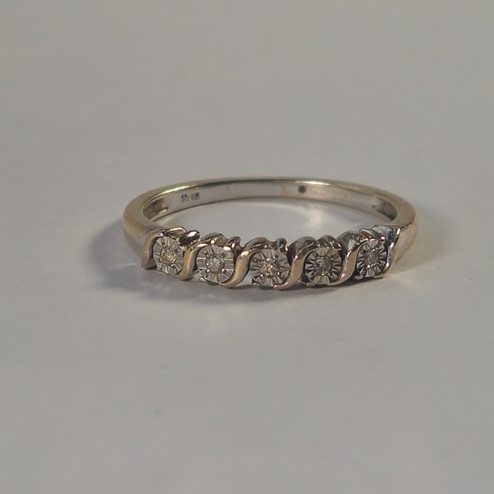 Product photo for 9ct Fading White Gold Diamond Half Band Ring Size L1/2