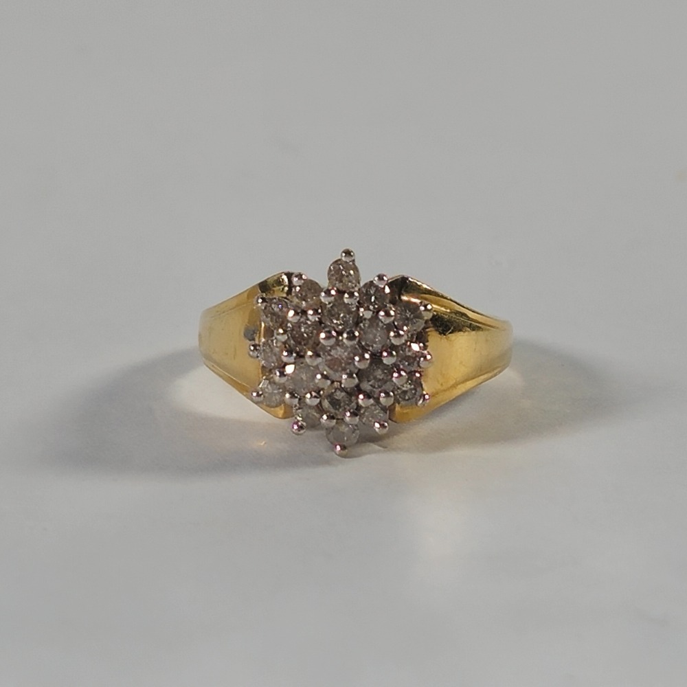 Product photo for 9ct Gold 0.50ct Diamond Flower Cluster Ring Size - I1/2