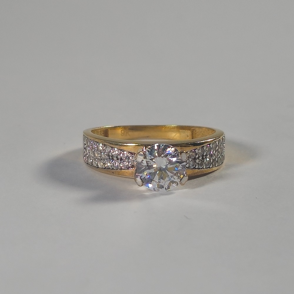 Product photo for 9ct Gold *CZ* Engagement Style Ring Size N