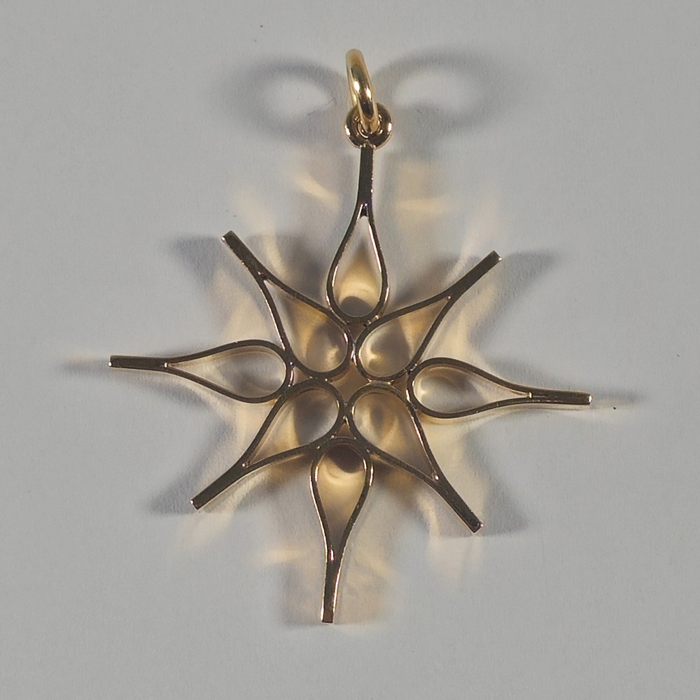 Product photo for 9ct Gold Pointed Flower Pendant