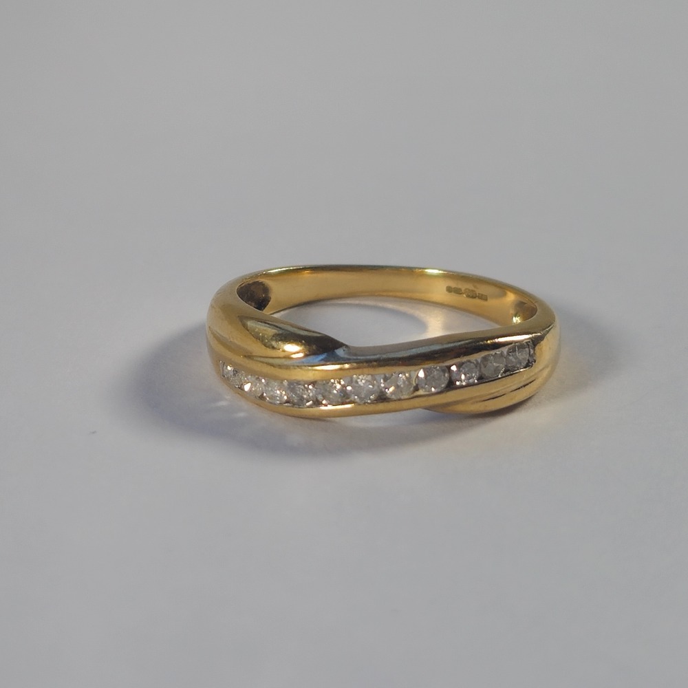 Product photo for 9ct Gold 11 Diamond infinity Style Half Band Ring Size M1/2