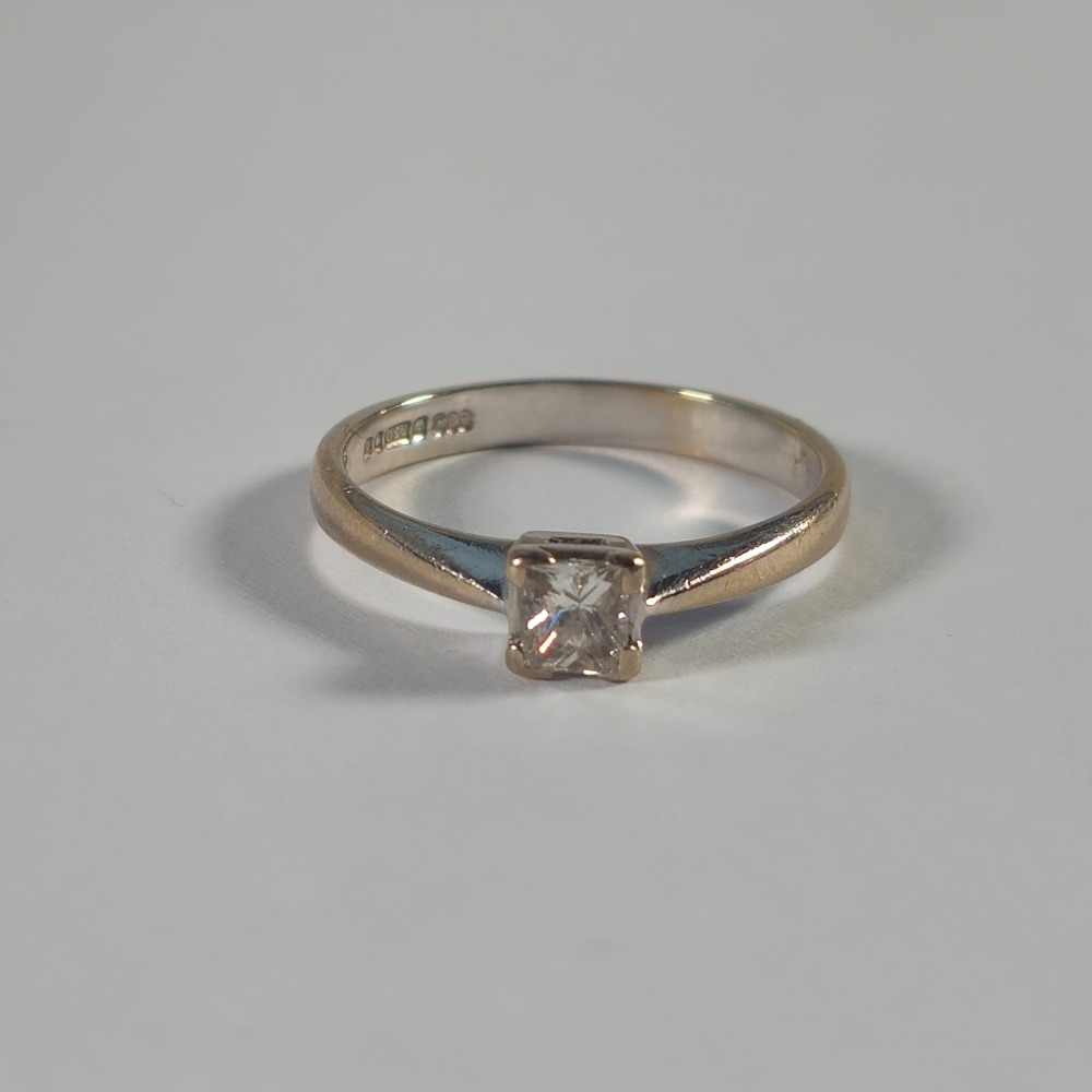 Product photo for 18ct White Gold 0.30ct Square Diamond Engagement Ring Size K1/2