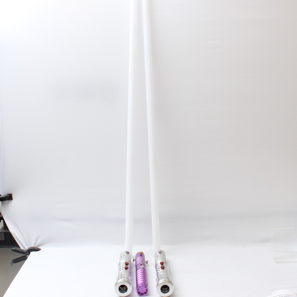 Product photo for Double Saber Model Maul V1 - Polished Metal Base lit RGBX (U)