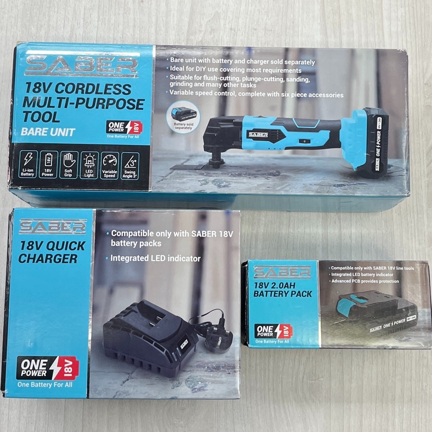 Product photo for Saber Sabre 18v Cordless Multitool Bundle