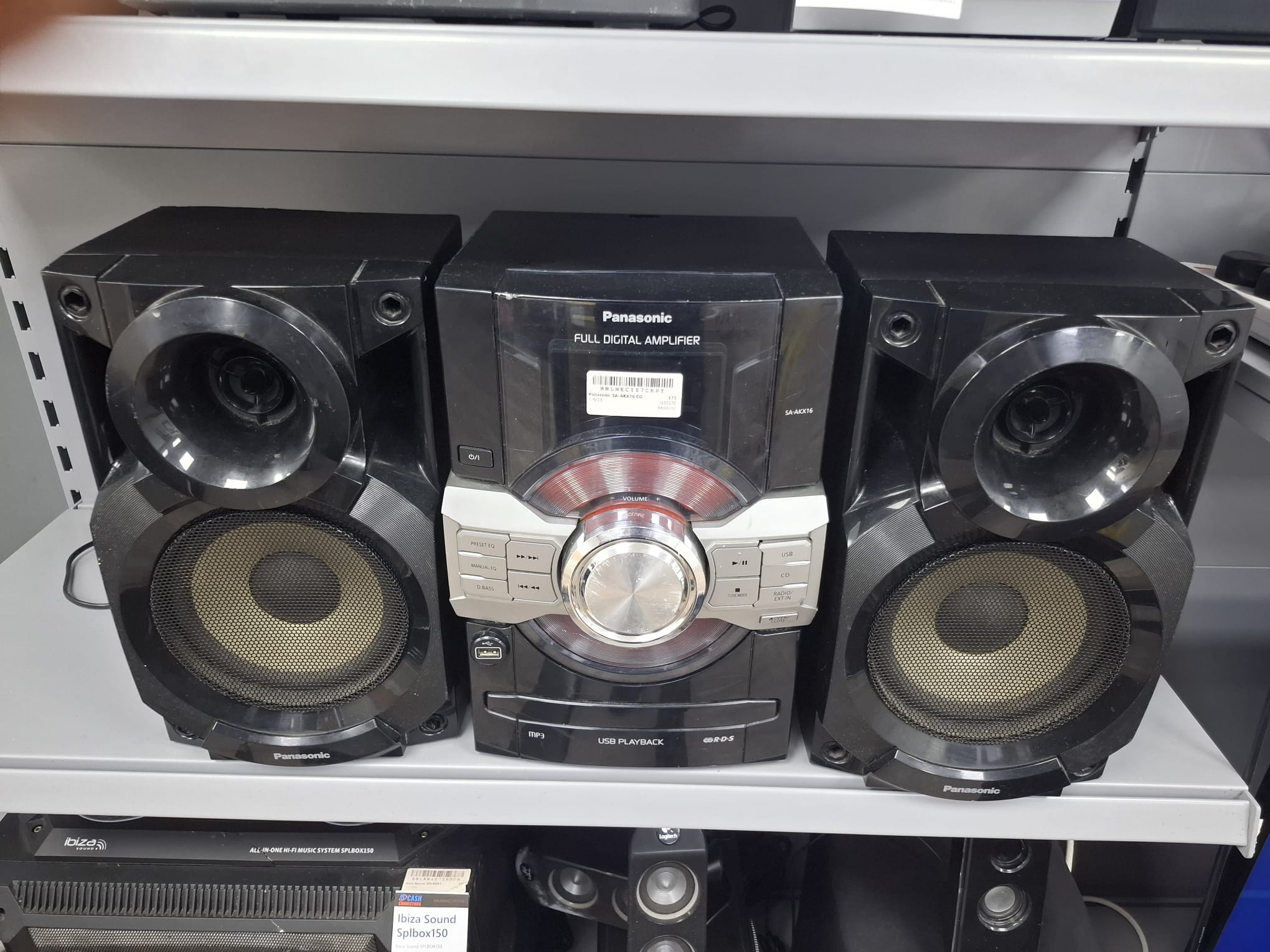 Product photo for Panasonic SA-AKX18 CD Stereo System with Bluetooth USB Playback & 2 Speakers