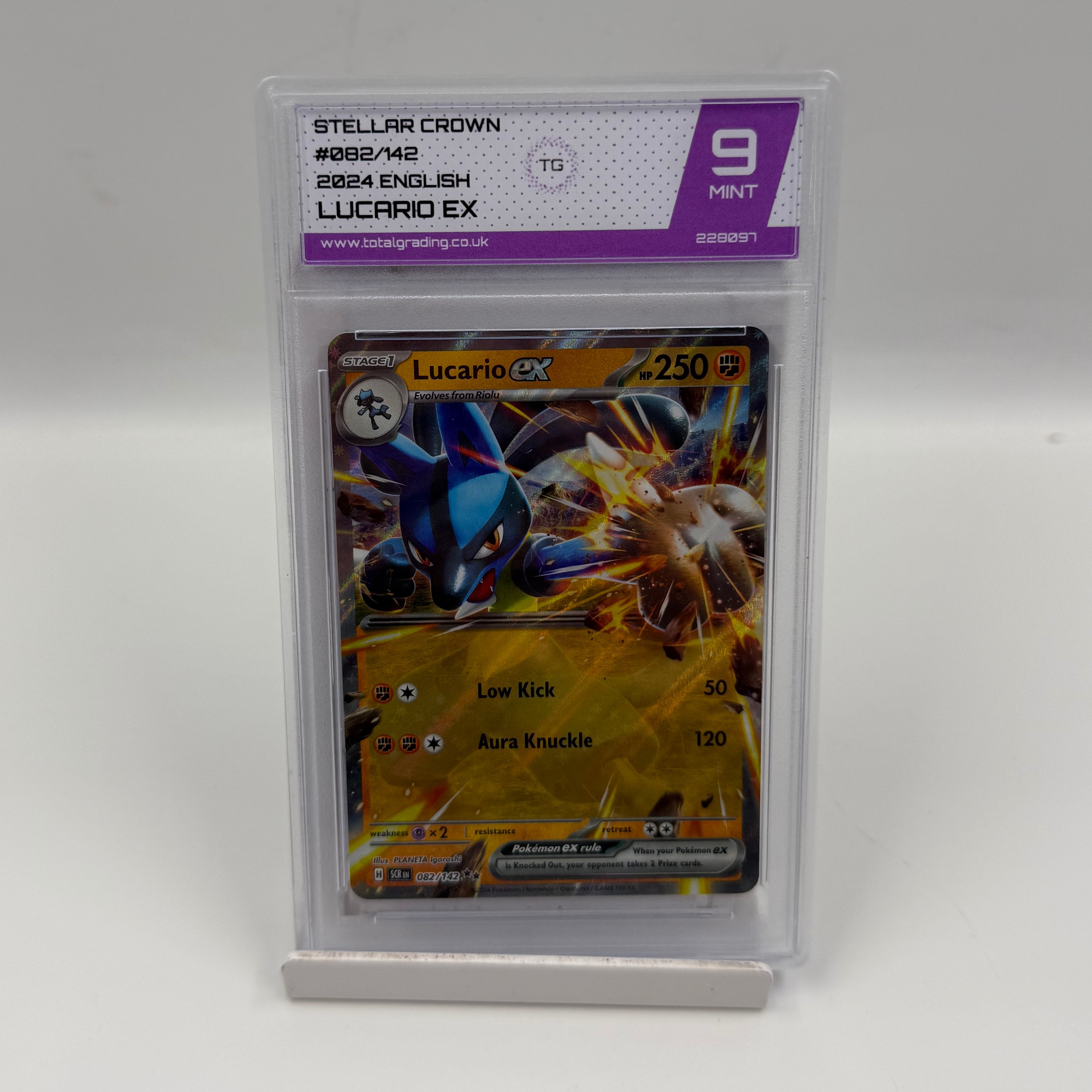 Product photo for STELLAR CROWN 2024 ENGLISH LUCARIO EX TG MINT 9