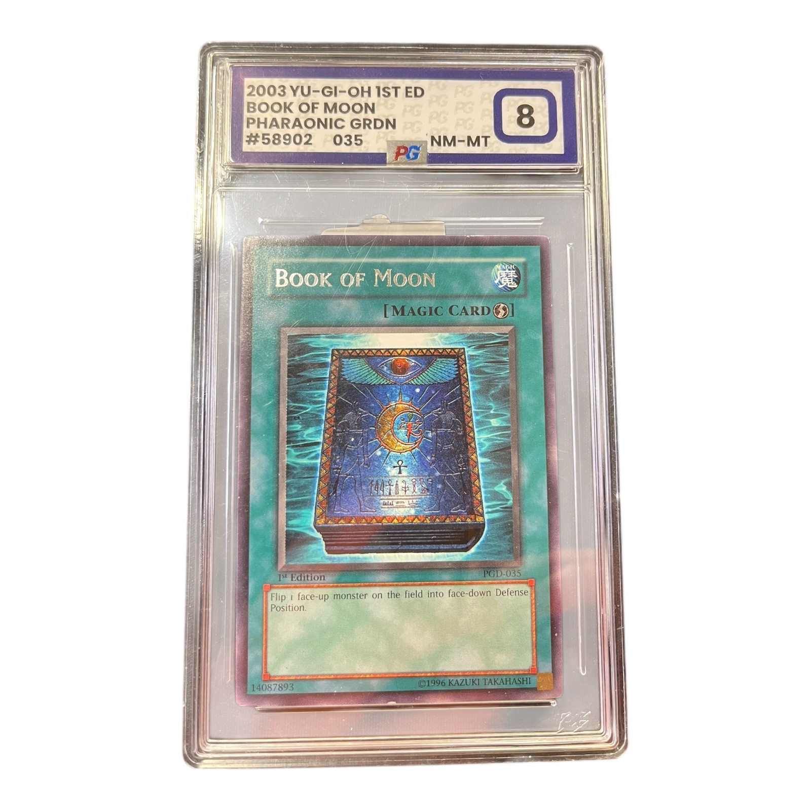 Product photo for Yu-Gi-Oh! 1st Edition “Book of Moon” PGD-035 – Graded 8