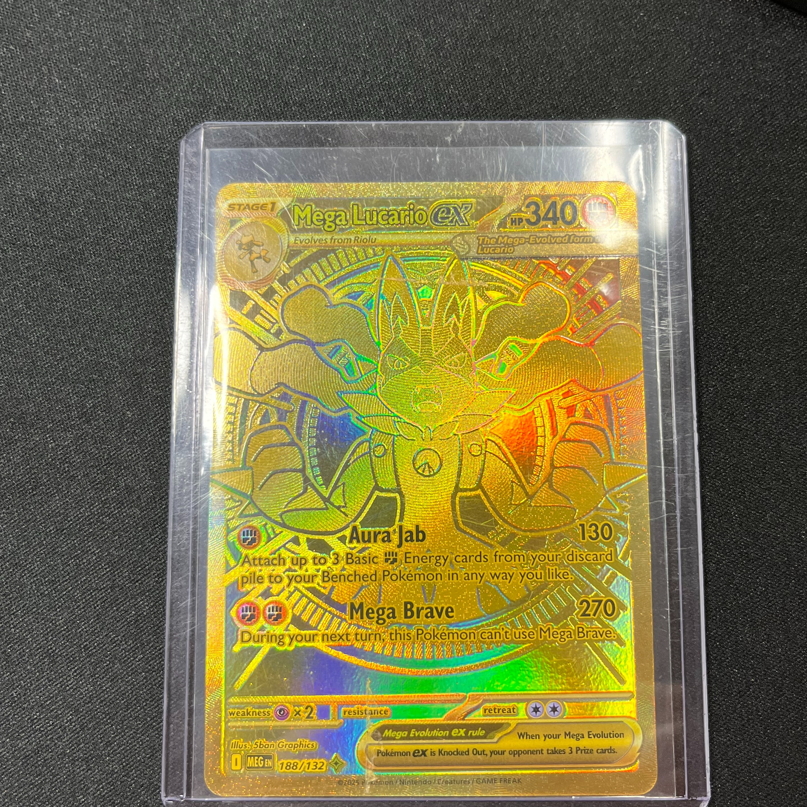 Pre-owned Mega Lucario EX 188/132  Evolution Hyper Rare Gold Holo Pokmon  TCG NM - Own4Less