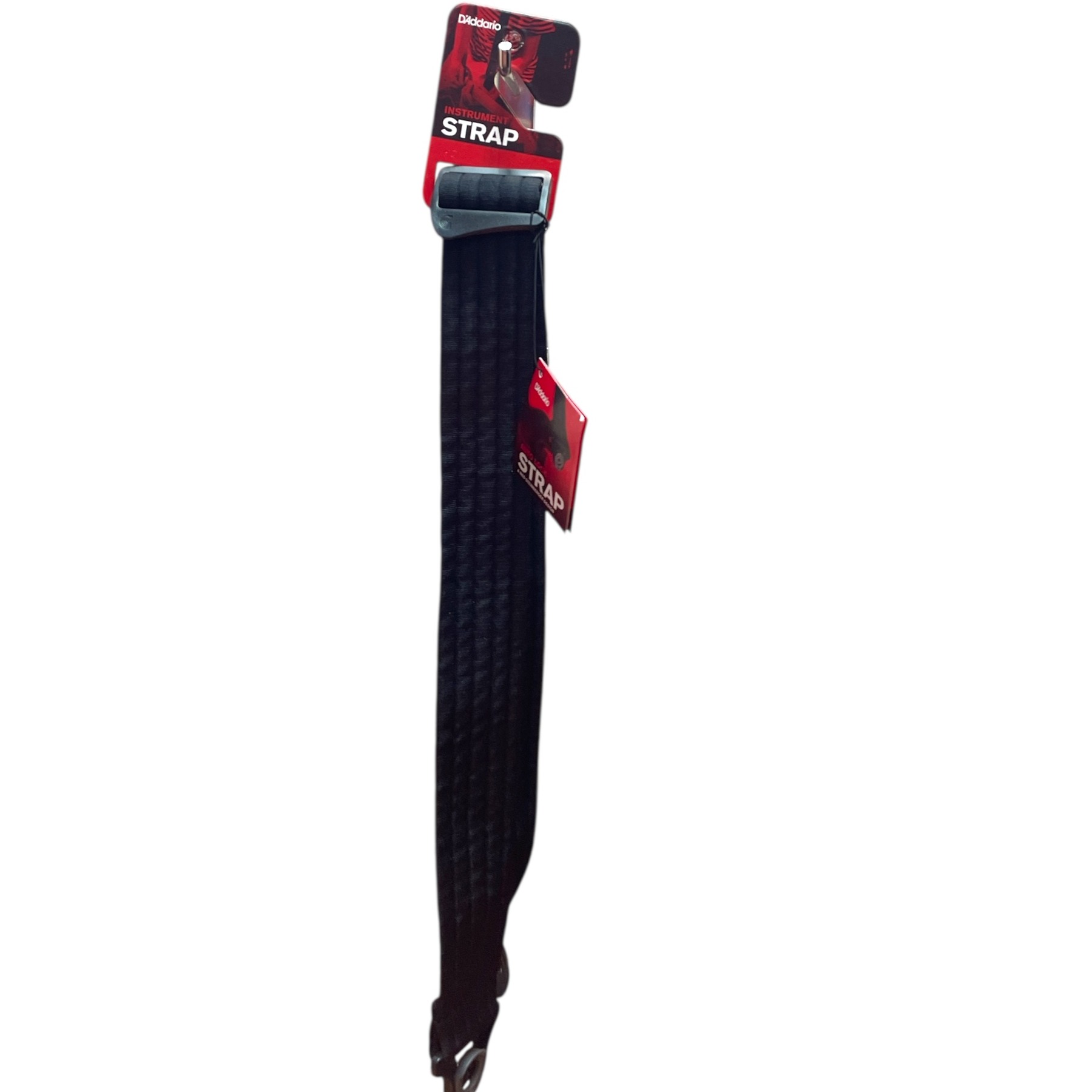Product photo for D'Addario. Black Auto Lock Padded Stripes Strap 50BAL01