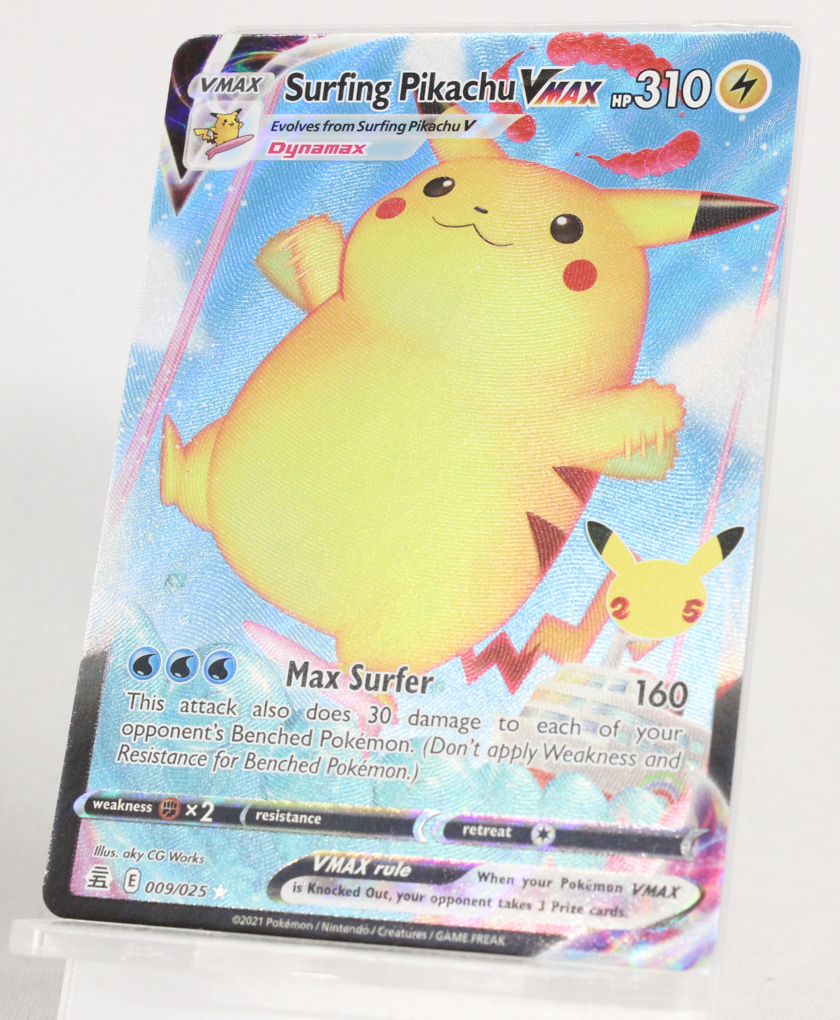 Pre-owned Pokemon Surfing Pikachu VMAX 009/025 Holo Illustration Pokmon  TCG Card - Own4Less