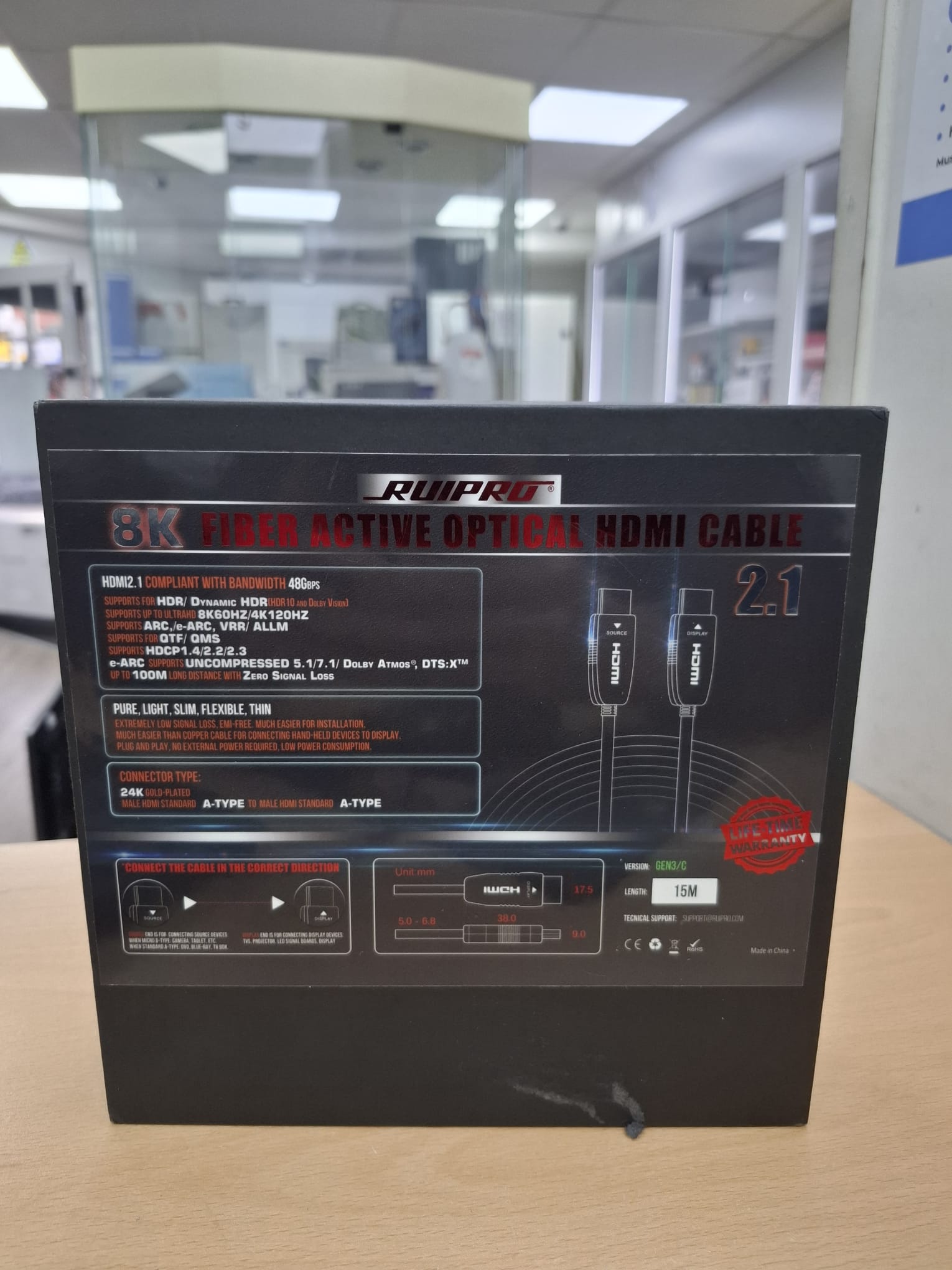 Product photo for RuiPro 8k fiber active HDMI 15M