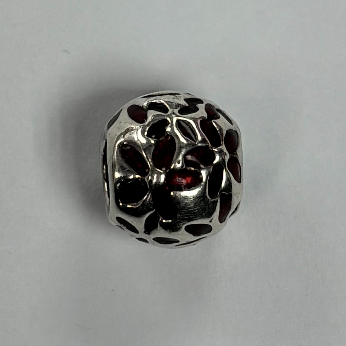 Product photo for Pandora Red Flowers Charm