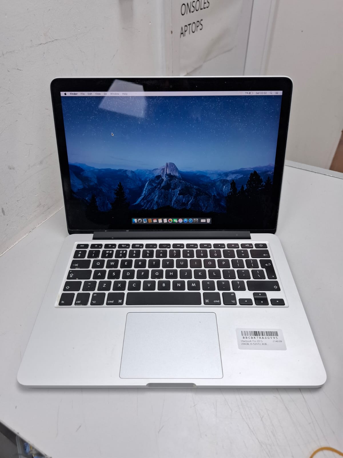 Product photo for Apple MacBook Pro Retina 13-inch Early 2015 A1502 Core I5 2.7GHZ 8GB RAM 256GB